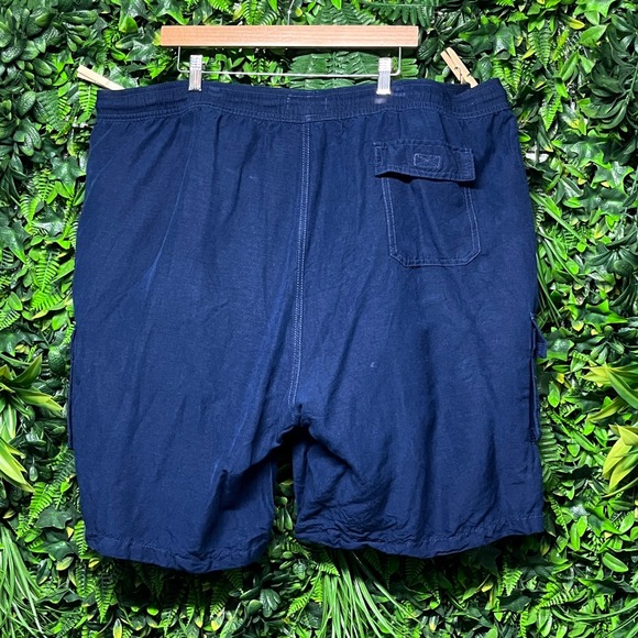 CUBAVERA‎ Shorts Men's 4X Blue Cargo Linen Blend Elastic Waist Drawstring  3284 - Picture 7 of 10